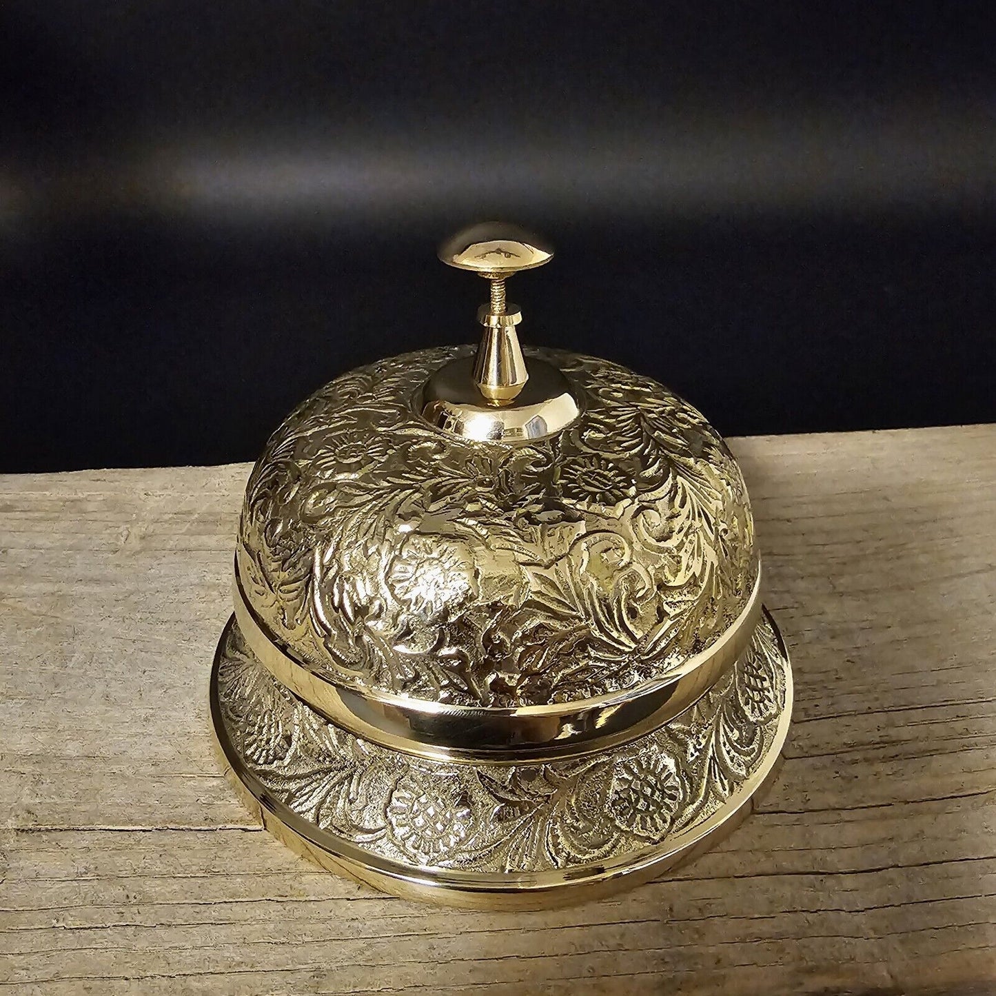 Large 5 1/2" Antique Vintage Style Ornate Brass Table Desk Bell