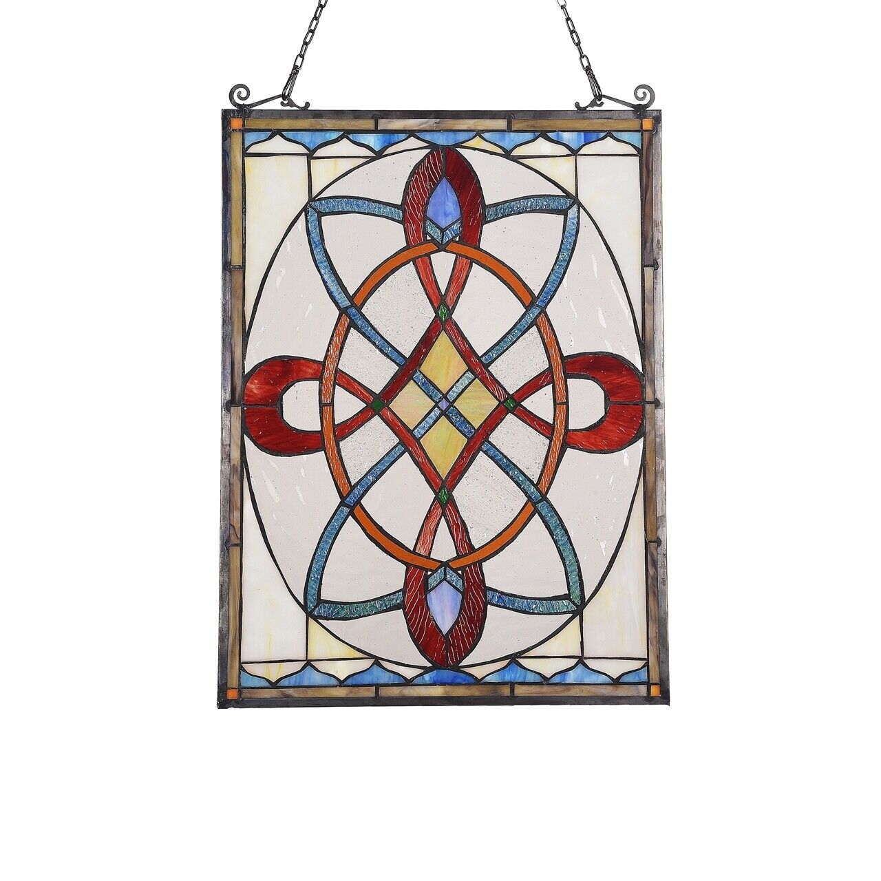 24.6" Antique Vintage Style Stained Glass Window Hanging Panel Suncatcher