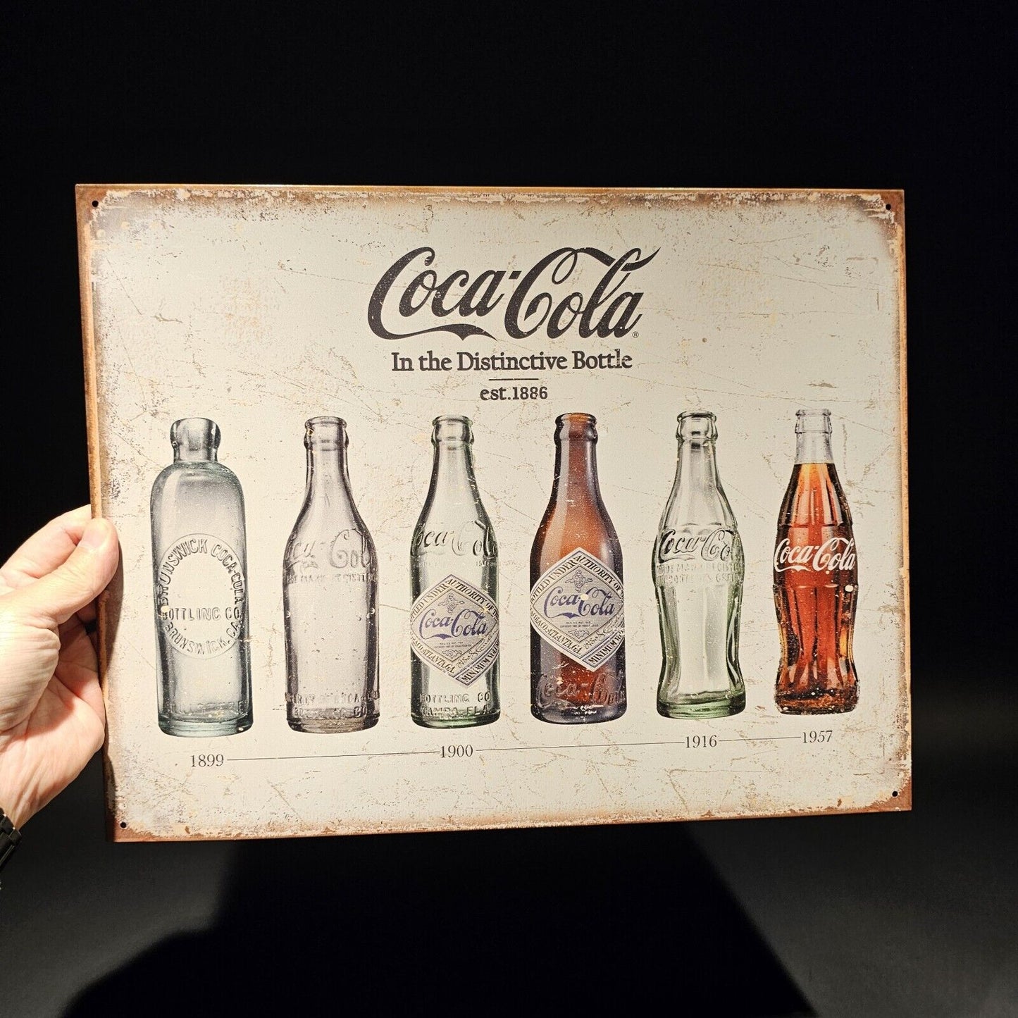 16" Metal Vintage Style Coca Cola Soda Bottle Sign