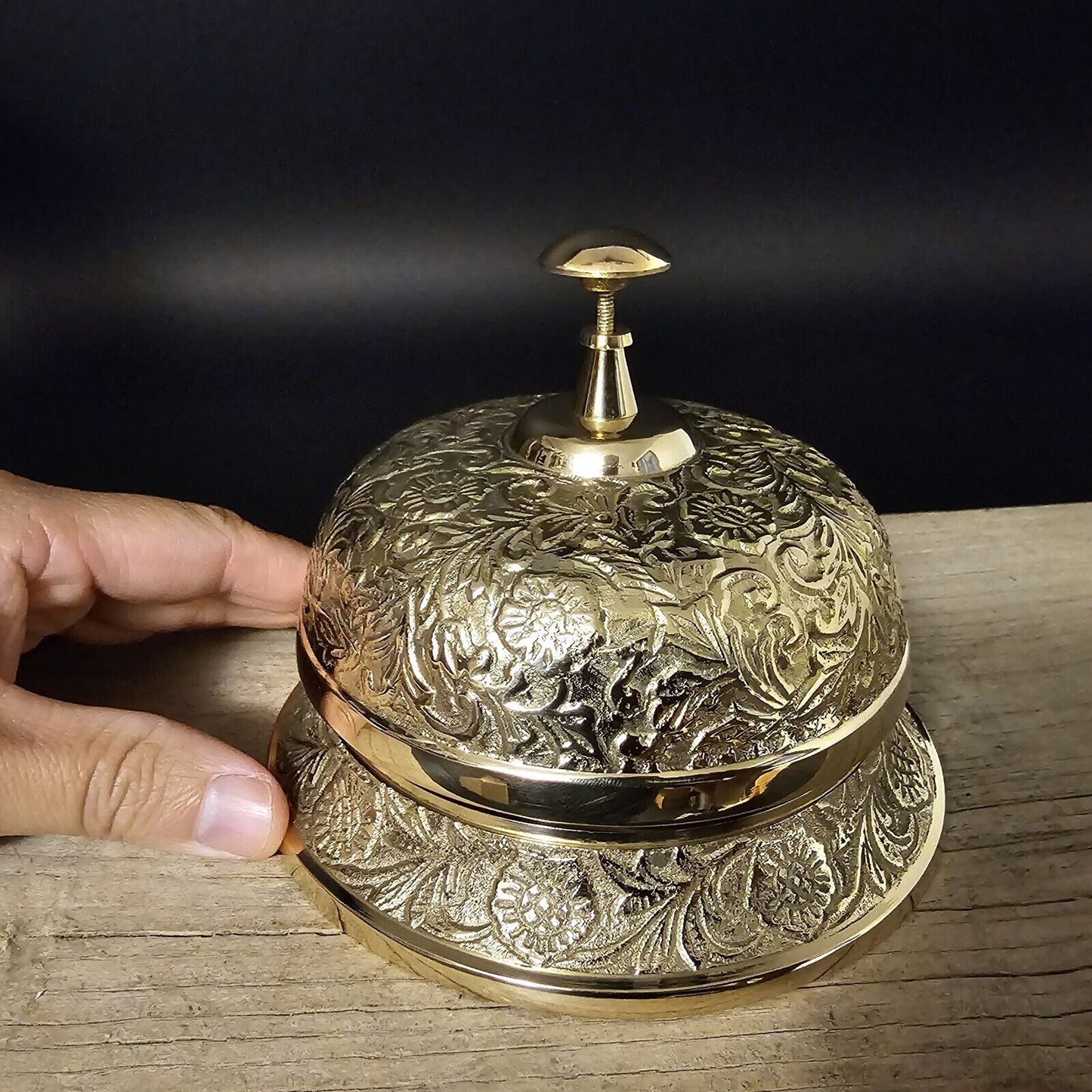 Large 5 1/2" Antique Vintage Style Ornate Brass Table Desk Bell