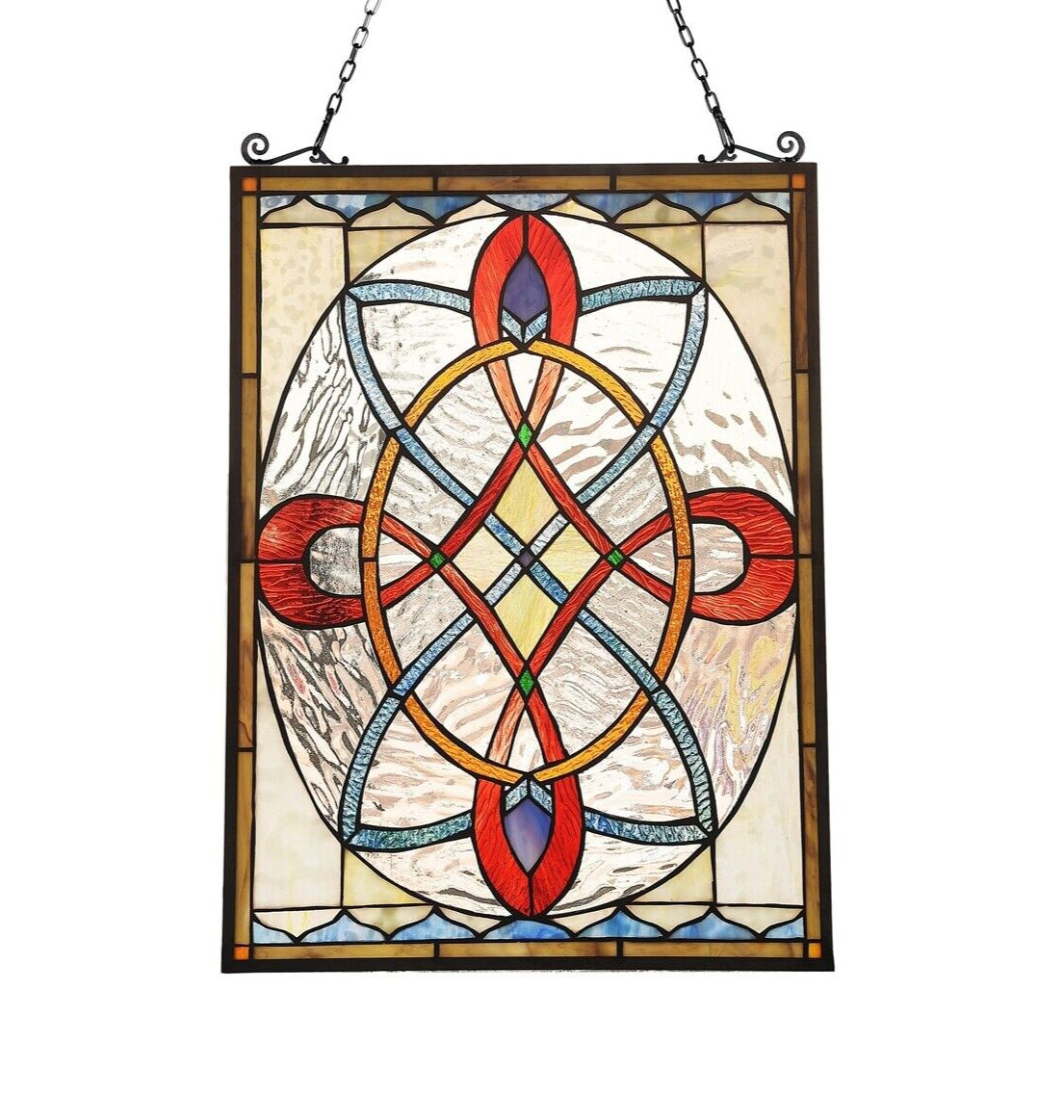 24.6" Antique Vintage Style Stained Glass Window Hanging Panel Suncatcher