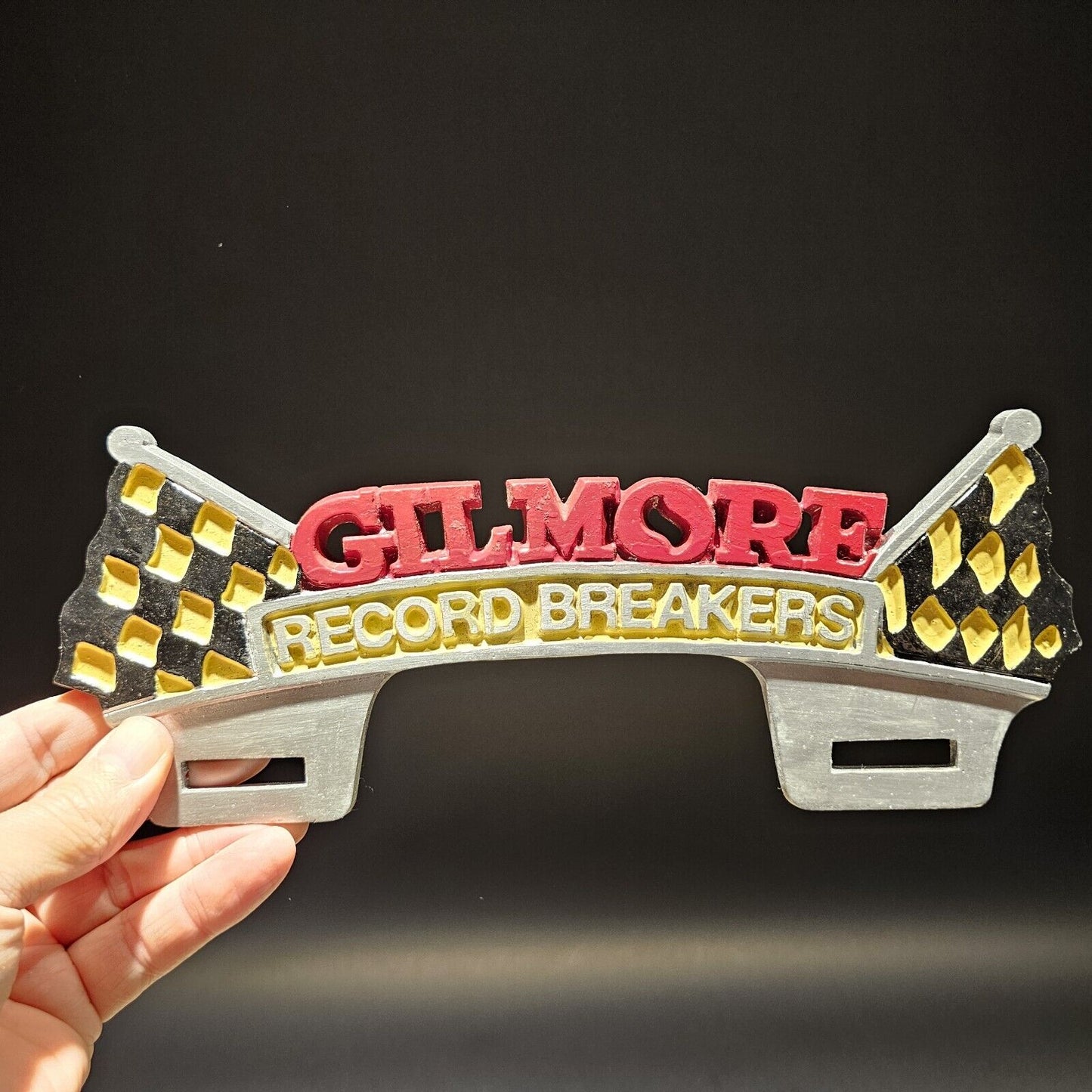 Vintage Style Aluminum Gilmore License Plate Fob Topper