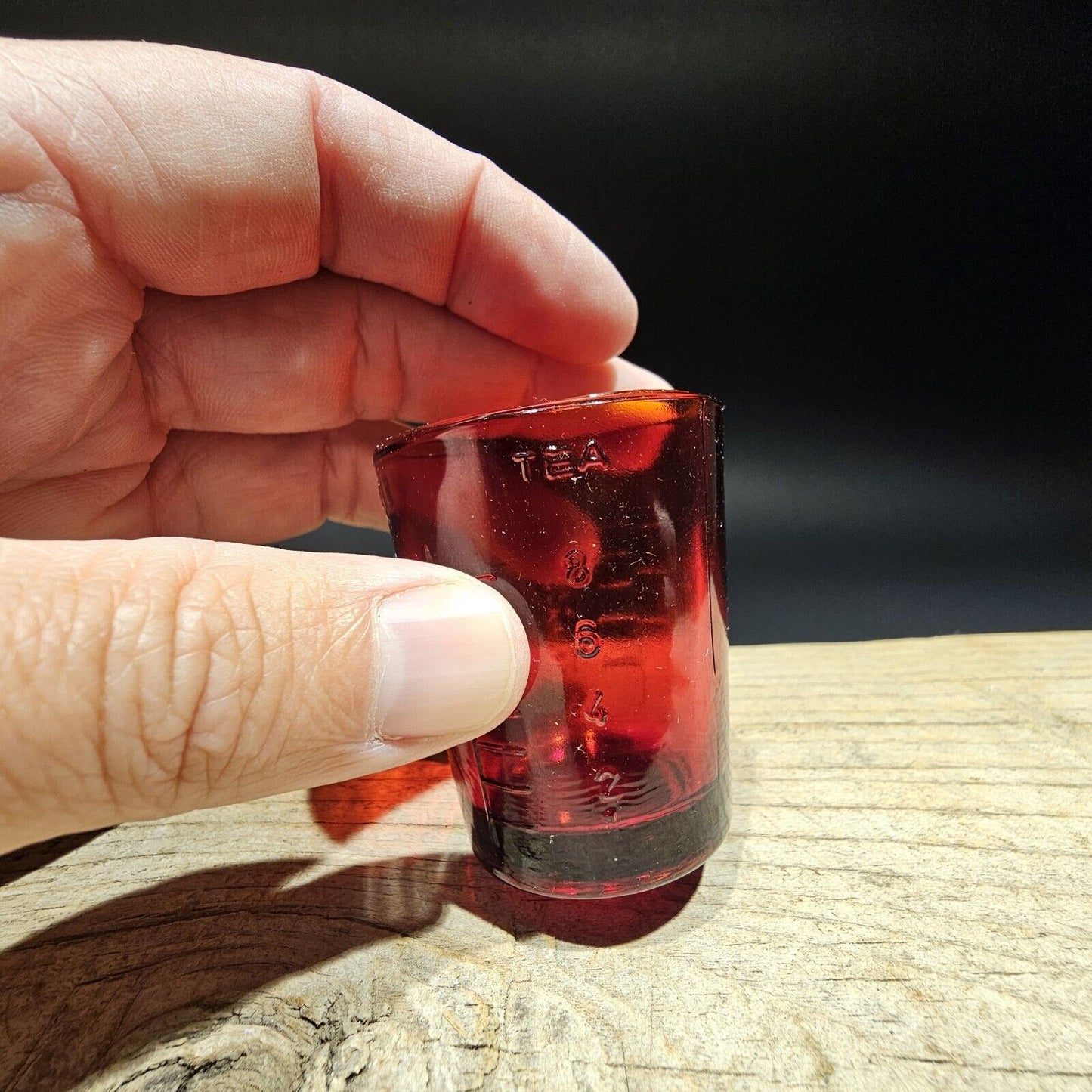Antique Vintage Style Red Depression Glass 1oz Measuring Shot