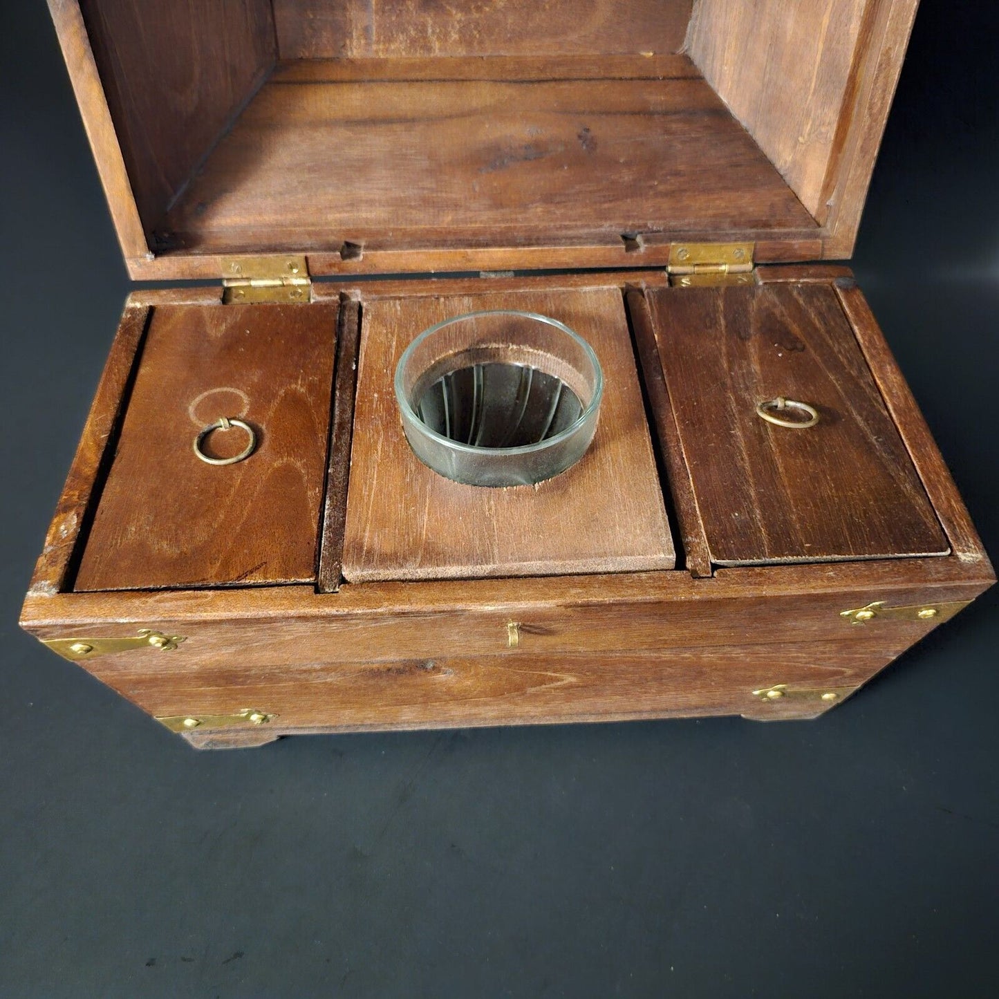 13″ Colonial Style Tea Caddy with Brass Accents