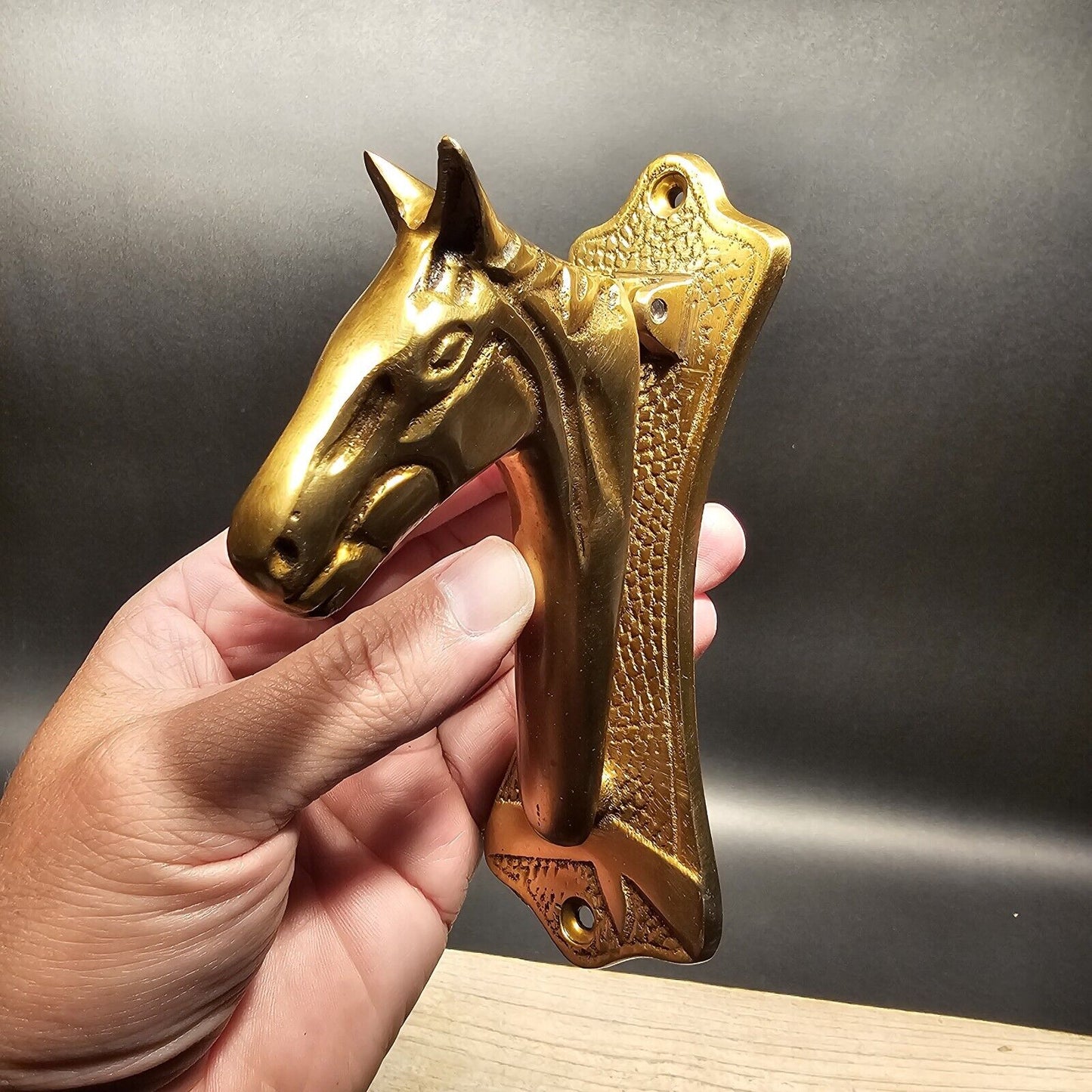 6" Antique Vintage Style Brass Horse Door Knocker