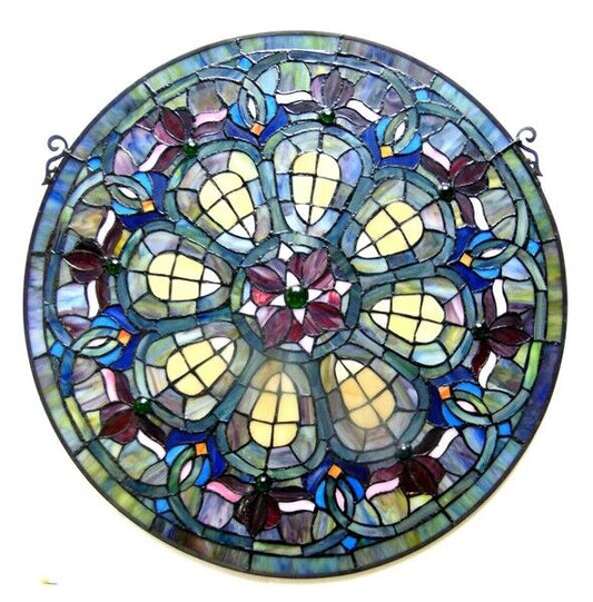 Antique  Style 24" Round Stained Glass Window Hanging Panel Suncatcher