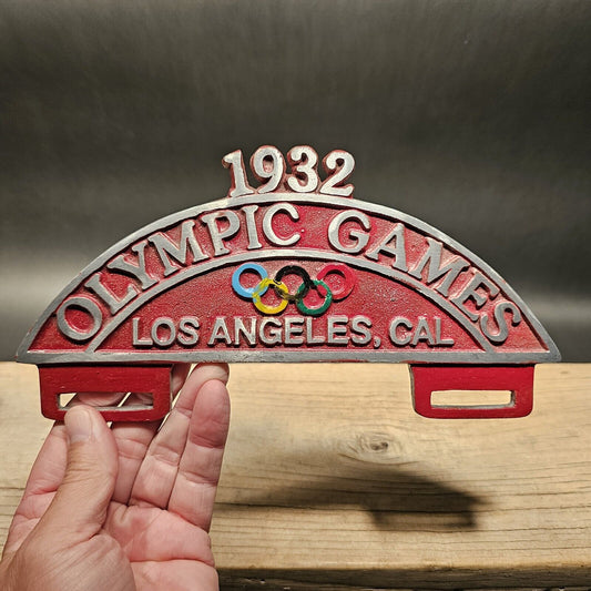 Vintage Style Aluminum 1932 Olympic Games License Plate Fob Topper