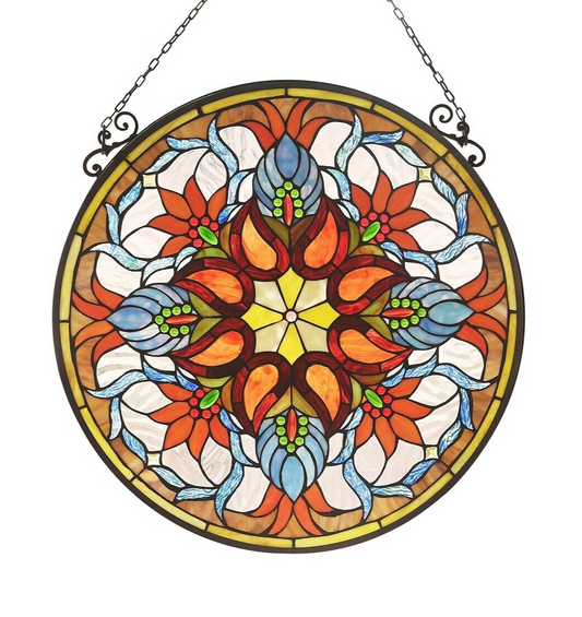 23.2" Round Stained Glass Window Hanging Panel Suncatcher