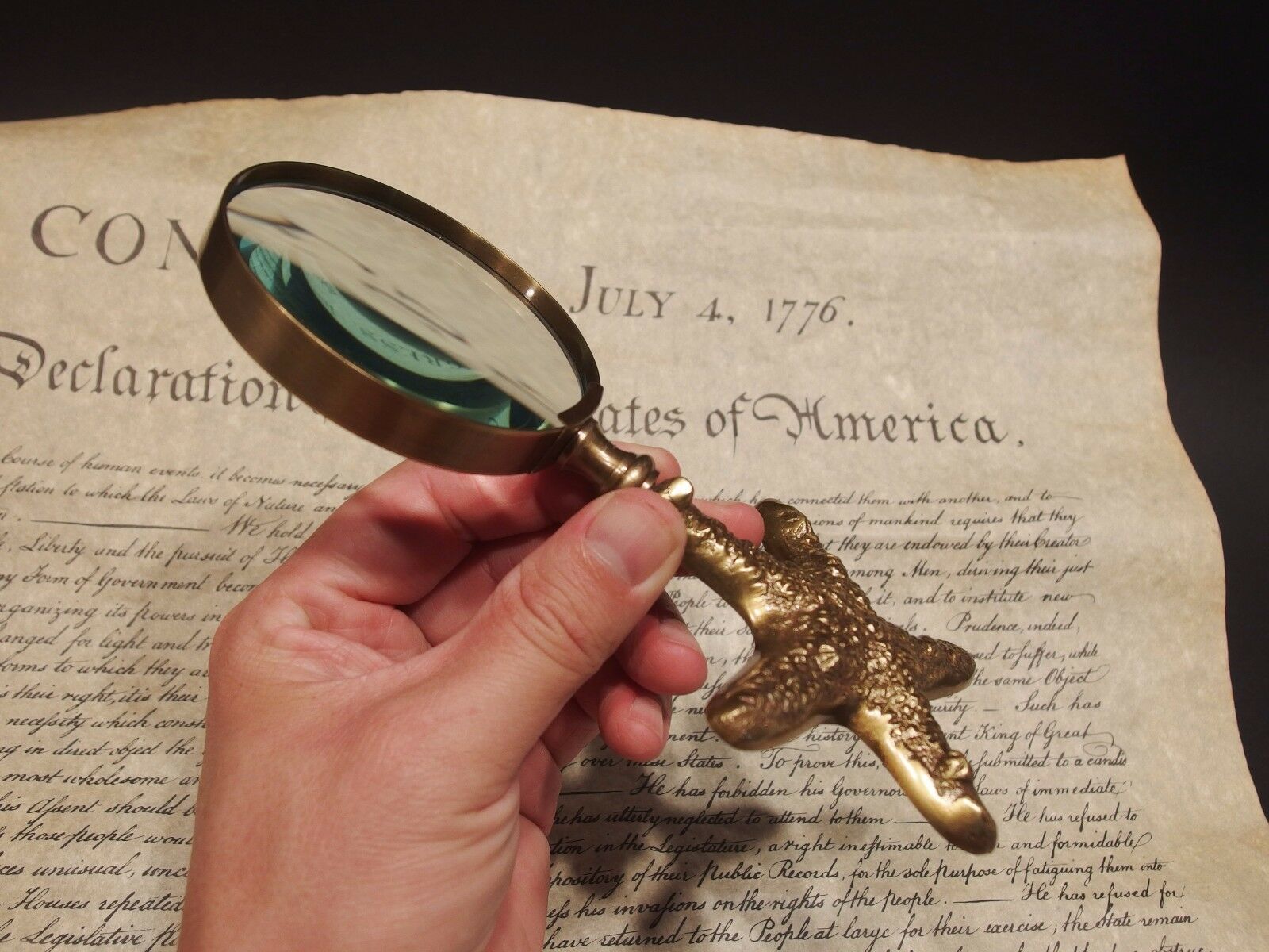 Vintage Brass Magnifying Glass Hand Hold Antique shops Magnifiers