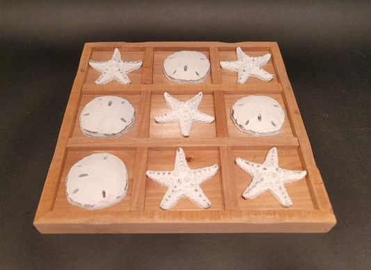 Vintage Style Coastal Starfish Sand Dollar Tic Tac Toe Coffee Table Game