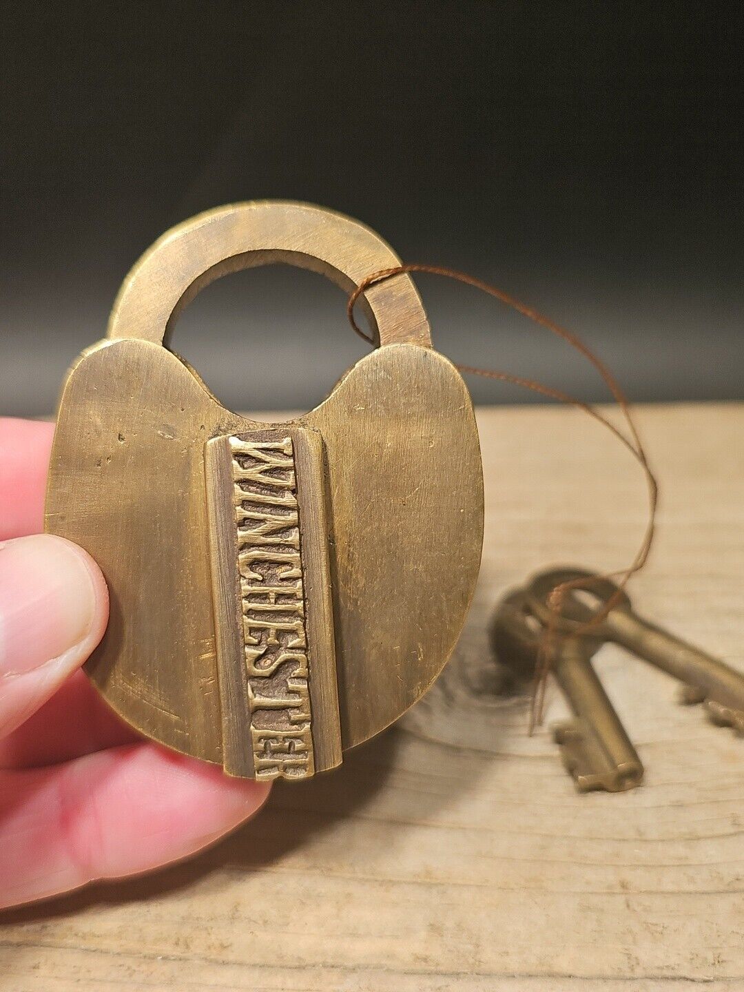 Antique Vintage Style Brass Winchester Firearms Ammo Box Padlock
