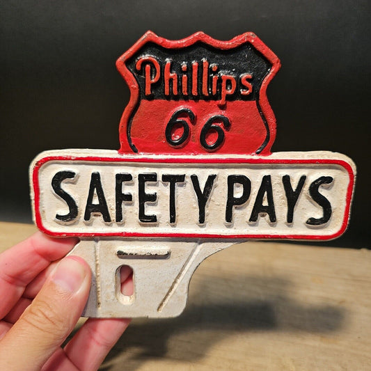 Antique Vintage Style Aluminum Route 66 Safety License Plate Fob Topper