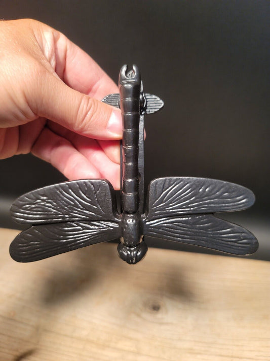 Antique Vintage Style Black Cast Iron Dragonfly Door Knocker