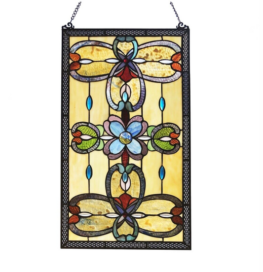 26" Antique Style Stained Glass Window Hanging Panel Suncatcher