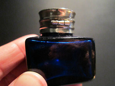 Buy Glass Square Cobalt Blue Inkwell Ink Pot With Dip Calligraphy Pen